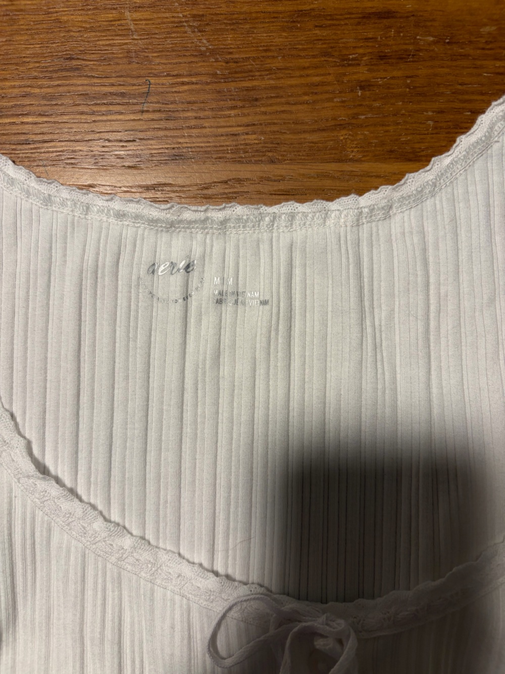 Aerie Sneak Peek Tank - Women's Ribbed Tie-Front Sleep Tank - White - Picture 5 of 5